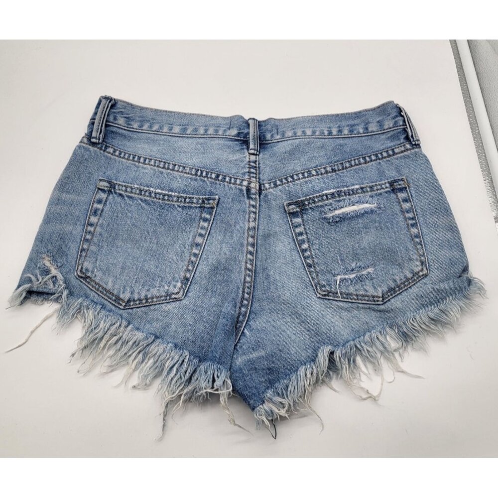 WE THE FREE Women's SZ 26 Cut off Distressed Button Fly Mini Shorts Summer - Picture 2 of 9
